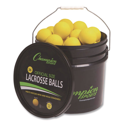 Bucket of Lacrosse Balls, Regulation Size, Yellow, 36 Balls/Bucket