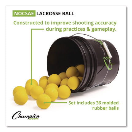 Bucket of Lacrosse Balls, Regulation Size, Yellow, 36 Balls/Bucket
