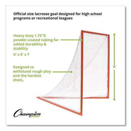 Pro High School Lacrosse Goal, 6 ft x 6 ft, 1.65" dia Frame