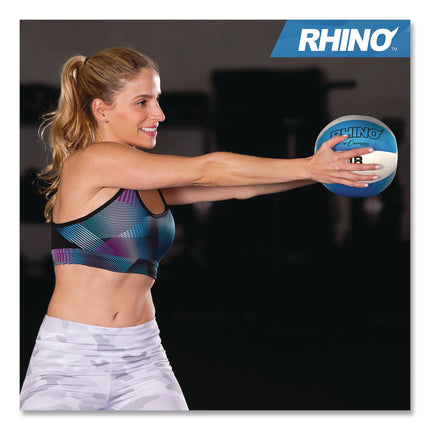 Rhino Leather Medicine Ball, 18 lb, Teal/White