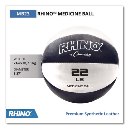 Rhino Leather Medicine Ball, 22 lb, Black/White