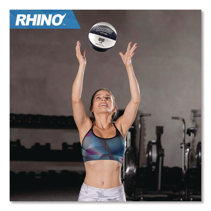 Rhino Leather Medicine Ball, 22 lb, Black/White