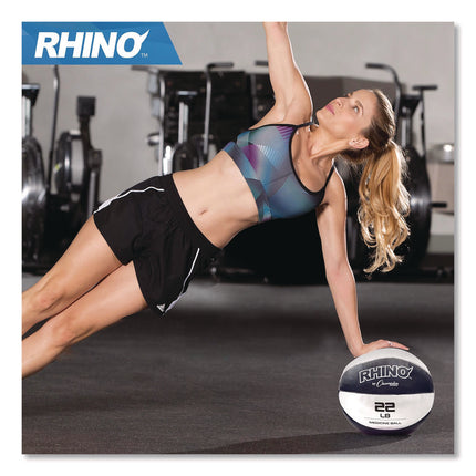 Rhino Leather Medicine Ball, 22 lb, Black/White