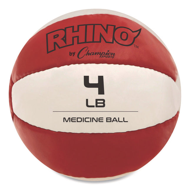 Rhino Leather Medicine Ball, 4 lb, Red/White