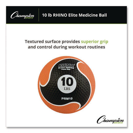 Rhino Elite Medicine Ball, 10 lb, Orange