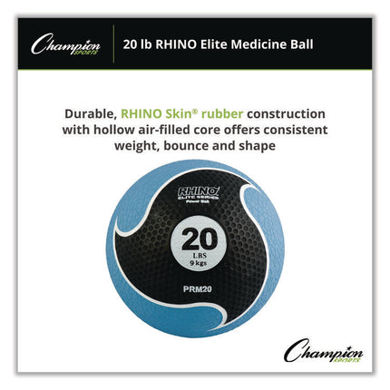 Rhino Elite Medicine Ball, 20 lb, Blue