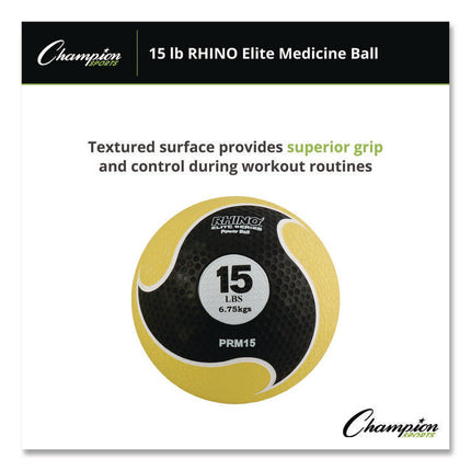 Rhino Elite Medicine Ball, 15 lb, Yellow