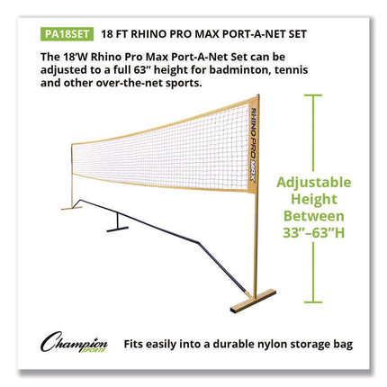 Rhino Port-A-Net Set, 36" to 60" x 18 ft, 1" dia Frame