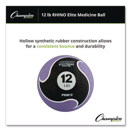 Rhino Elite Medicine Ball, 12 lb, Purple