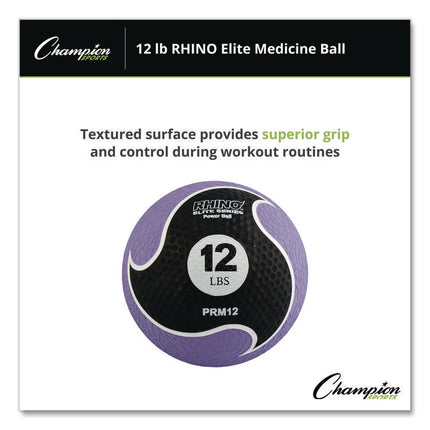 Rhino Elite Medicine Ball, 12 lb, Purple