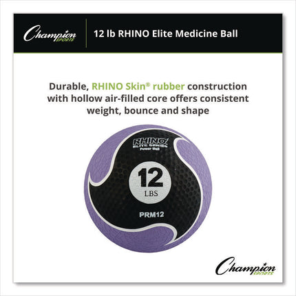 Rhino Elite Medicine Ball, 12 lb, Purple
