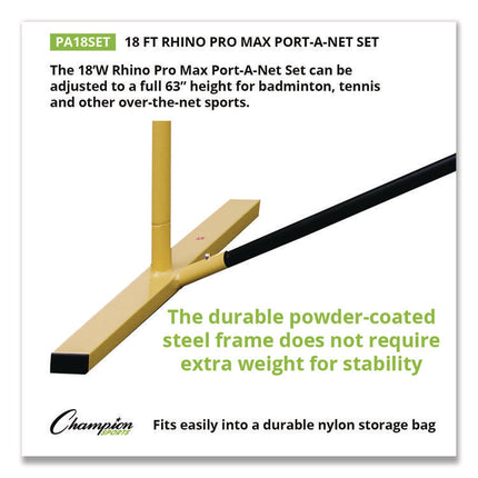 Rhino Port-A-Net Set, 36" to 60" x 18 ft, 1" dia Frame