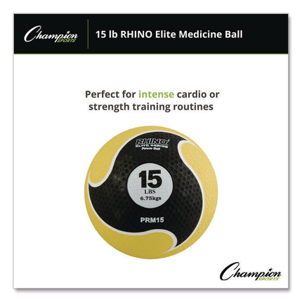 Rhino Elite Medicine Ball, 15 lb, Yellow