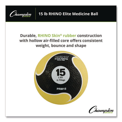 Rhino Elite Medicine Ball, 15 lb, Yellow