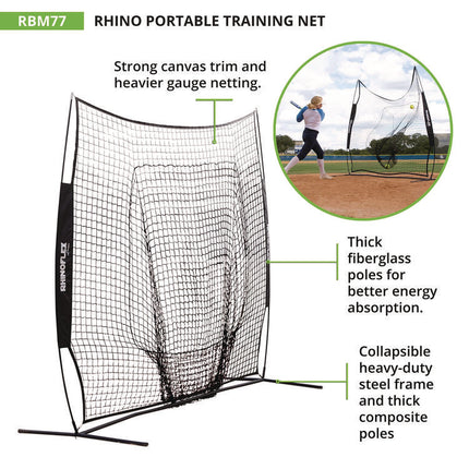 Rhino Portable Training Net, 7 ft x 7 ft