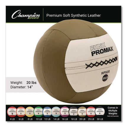 Rhino Promax Medicine Ball, 20 lb, Brown