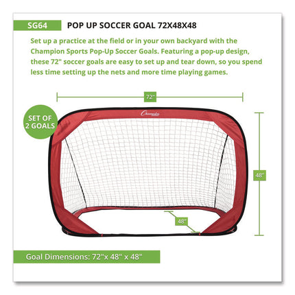 Pop Up Soccer Goal, 72"  x 48", 1.25" dia, Pair