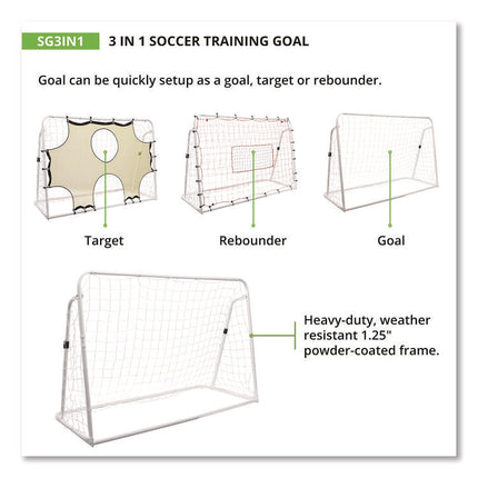 3-in-1 Soccer Training Goal, 6 ft  x 4 ft, 1.25" dia Frame