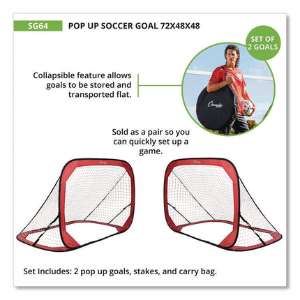 Pop Up Soccer Goal, 72"  x 48", 1.25" dia, Pair