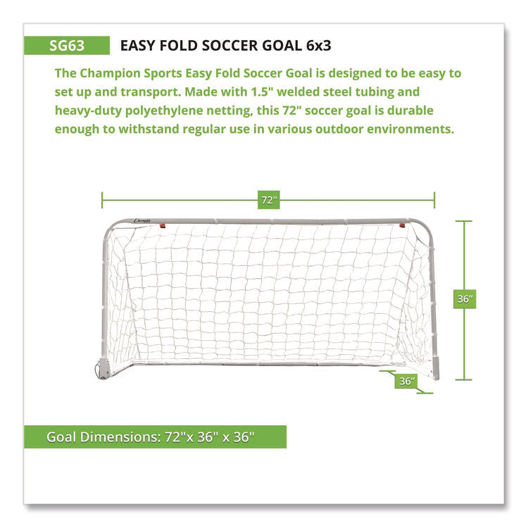 Easy Fold Soccer Goal, 6 ft  x 3 ft, 1.25" dia Frame
