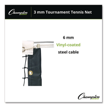 Tournament Tennis Net, 3 mm Braided Polyethylene, 42 ft x 3.5 ft,