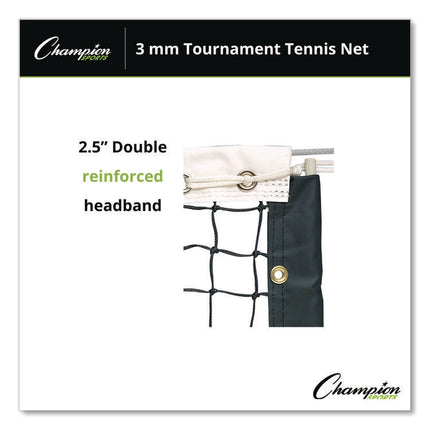 Tournament Tennis Net, 3 mm Braided Polyethylene, 42 ft x 3.5 ft,