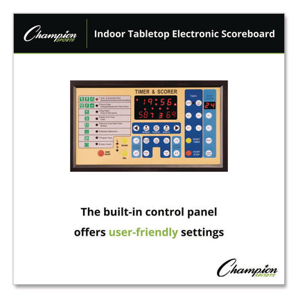 Tabletop Indoor Electronic Scoreboard, 24" x 16" x 10", Black Face, Red/Green/Yellow Graphics