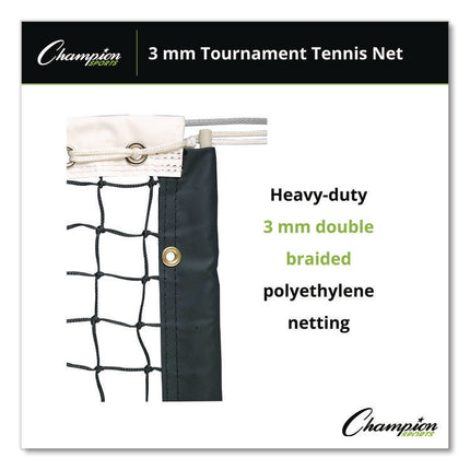 Tournament Tennis Net, 3 mm Braided Polyethylene, 42 ft x 3.5 ft,