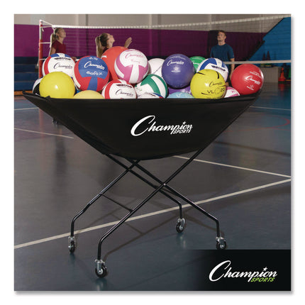 Pro Collapsible Volleyball Cart, 23" x 55" x 41", Black
