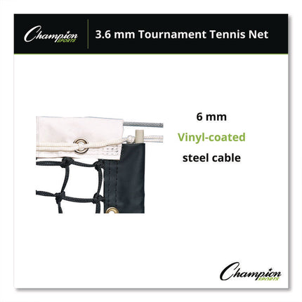 Tournament Tennis Net, 3.6 mm Double Braided Polyethylene, 42 ft x 3.5 ft