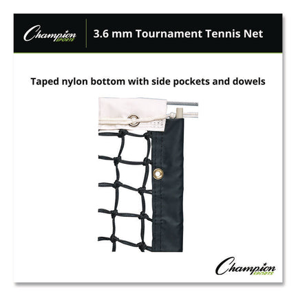 Tournament Tennis Net, 3.6 mm Double Braided Polyethylene, 42 ft x 3.5 ft