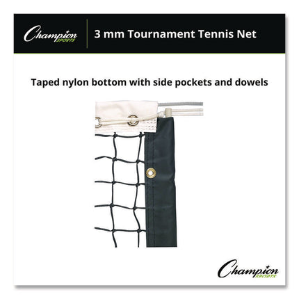 Tournament Tennis Net, 3 mm Braided Polyethylene, 42 ft x 3.5 ft,