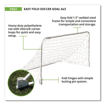 Easy Fold Soccer Goal, 6 ft  x 3 ft, 1.25" dia Frame
