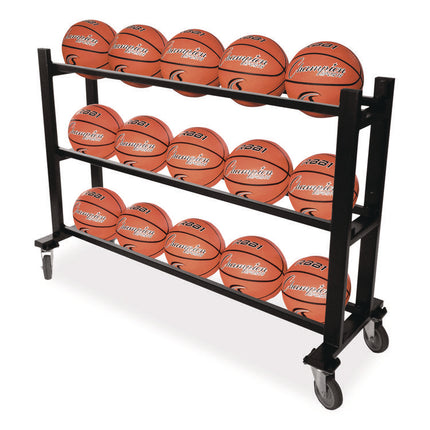Deluxe Heavy-Duty Basketball Cart, Metal, 220 lb Capacity, 16 x 50.75 x 34.75, Black