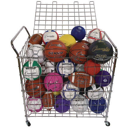 Portable Lockable Ball Locker, Metal, 176 lb Capacity, 24 x 39 x 40, Chrome