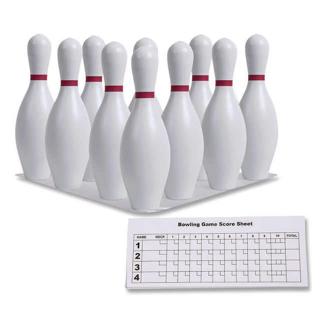 Plastic Bowling Pin Set, White, 10/Set