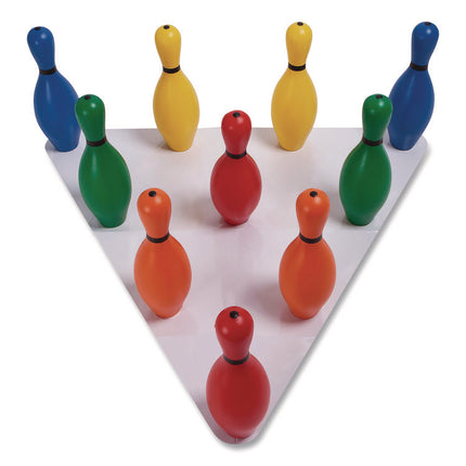 Plastic Bowling Pin Set, Assorted Colors, 10/Set