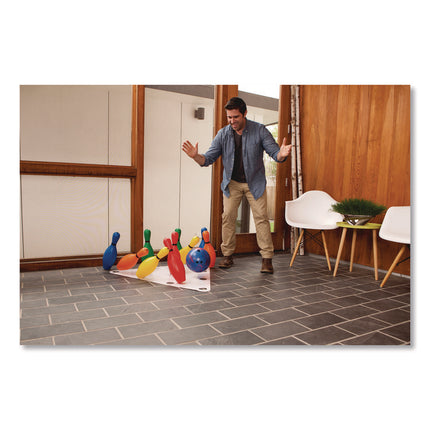 Plastic Bowling Pin Set, Assorted Colors, 10/Set