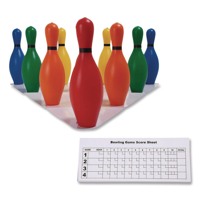 Plastic Bowling Pin Set, Assorted Colors, 10/Set