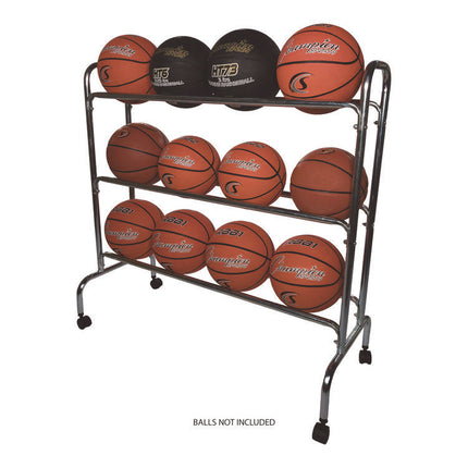 Powder-Coated Ball Cart, Metal, 132 lb Capacity, 17 x 41 x 41, Silver