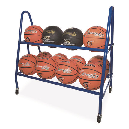 Heavy-Duty Deluxe Ball Cart, Metal, 132 lb Capacity, 17.5 x 38 x 35.75, Blue