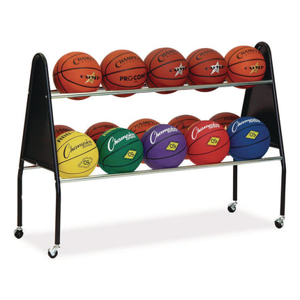 Heavy-Duty Ball Cart, Metal, 132 lb Capacity, 18 x 51 x 38, Black