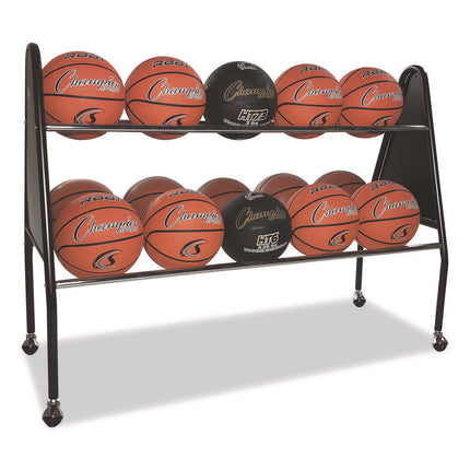 Heavy-Duty Ball Cart, Metal, 132 lb Capacity, 18 x 51 x 38, Black