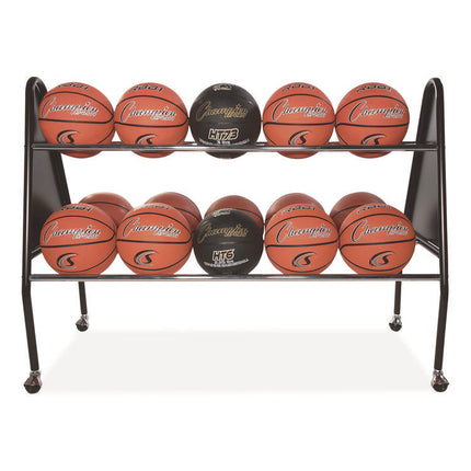 Heavy-Duty Ball Cart, Metal, 132 lb Capacity, 18 x 51 x 38, Black