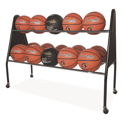 Heavy-Duty Ball Cart, Metal, 132 lb Capacity, 18 x 51 x 38, Black