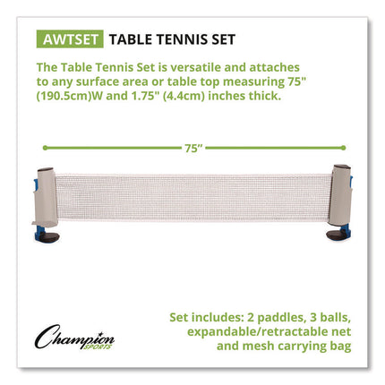 Anywhere Table Tennis Set, with Carry Bag