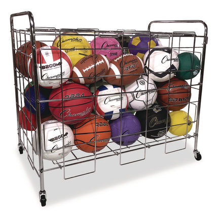 Portable Ball Locker, Metal, 176 lb Capacity, 24 x 41 x 36, Chrome