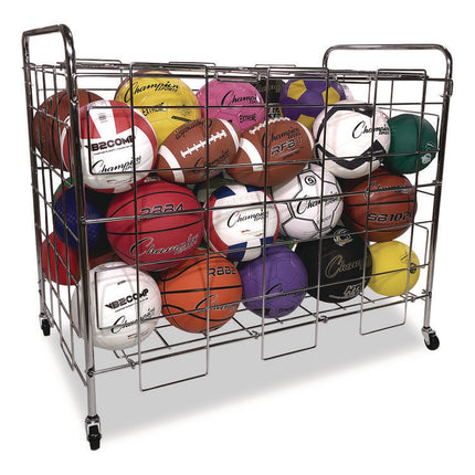 Portable Ball Locker, Metal, 176 lb Capacity, 24 x 41 x 36, Chrome