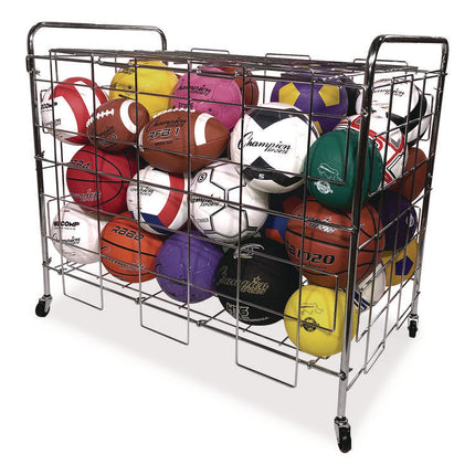 Portable Ball Locker, Metal, 176 lb Capacity, 24 x 41 x 36, Chrome