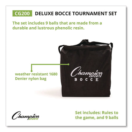 Deluxe Bocce Tournament Set, 4.25" dia Balls, Assorted Colors